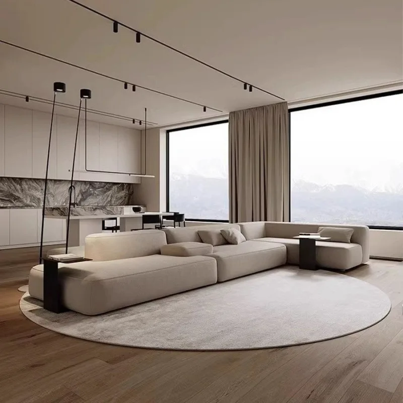 

Italian minimalist large flat sofa horizontal hall island sofa free combination double-sided office lobby reception sofa
