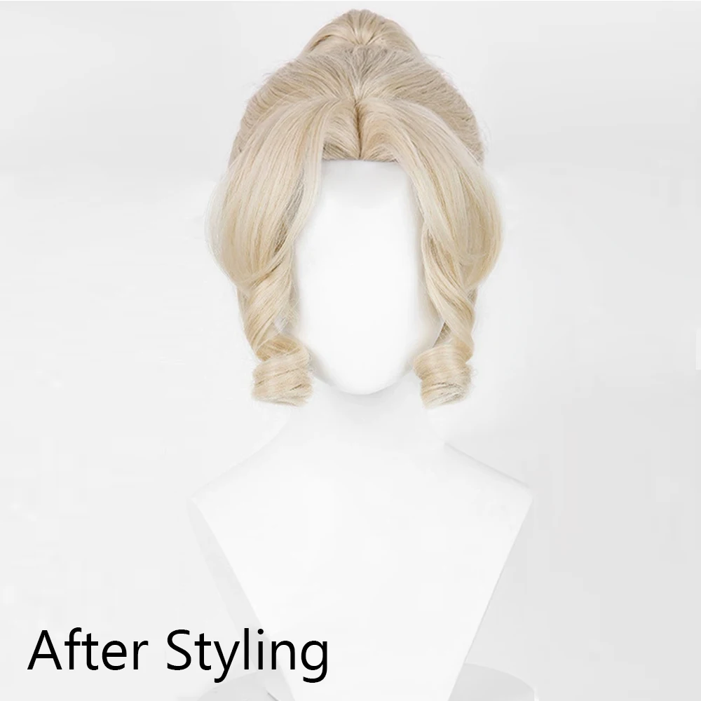 Short Wavy Blonde Wig Synthetic Ponytail Clip Anime Game Cosplay Fluffy Wig Heat Resistant for Daily Party image 3