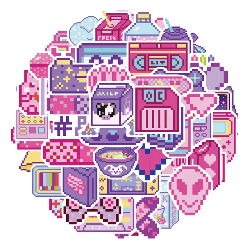 50PCS Cartoon Personality Pixel INS Creative Graffiti Decorative Stickers