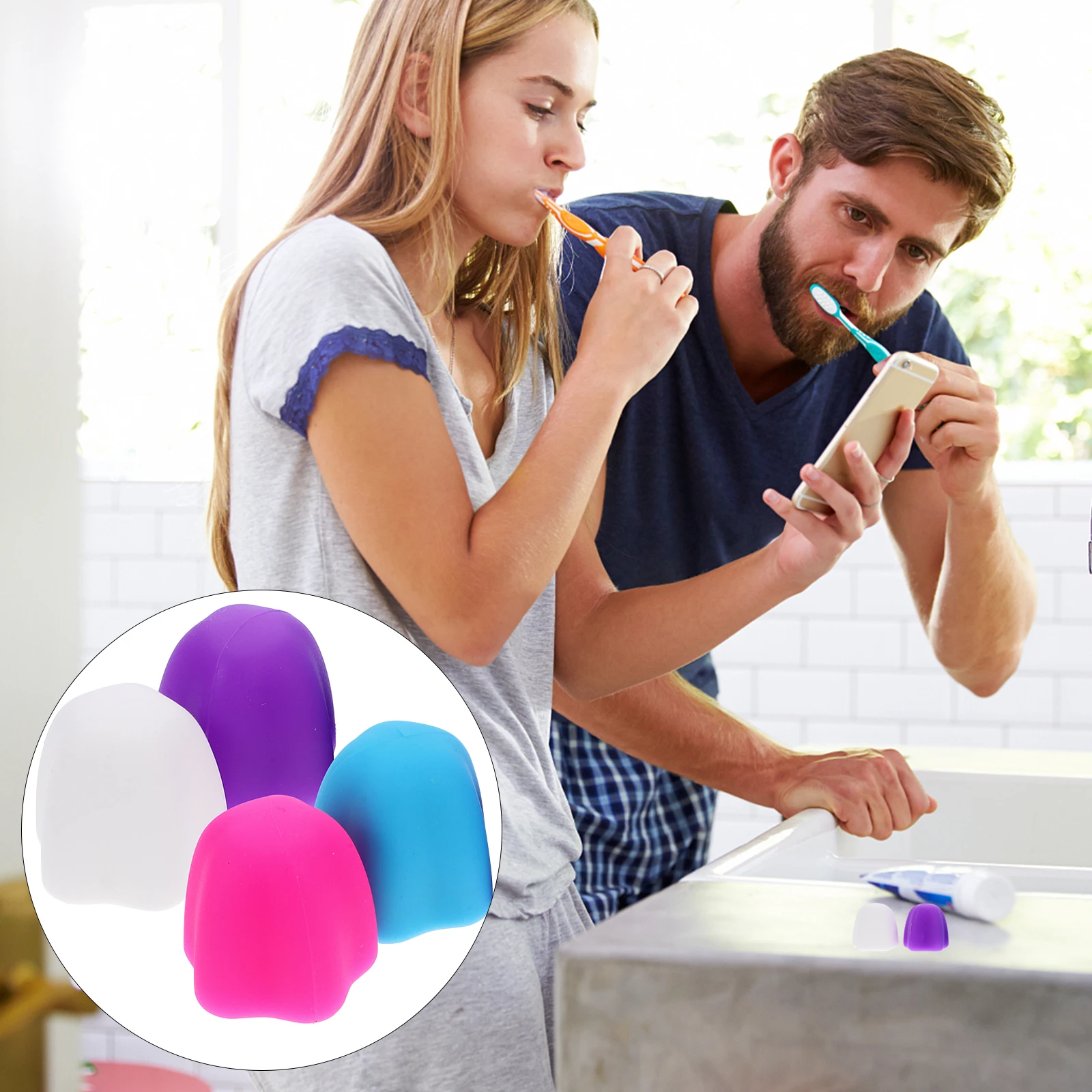

4 Pcs Toothpaste Caps Covers Simple Tube Self Sealing Silicone Protective Oral Hygiene Cleanliness