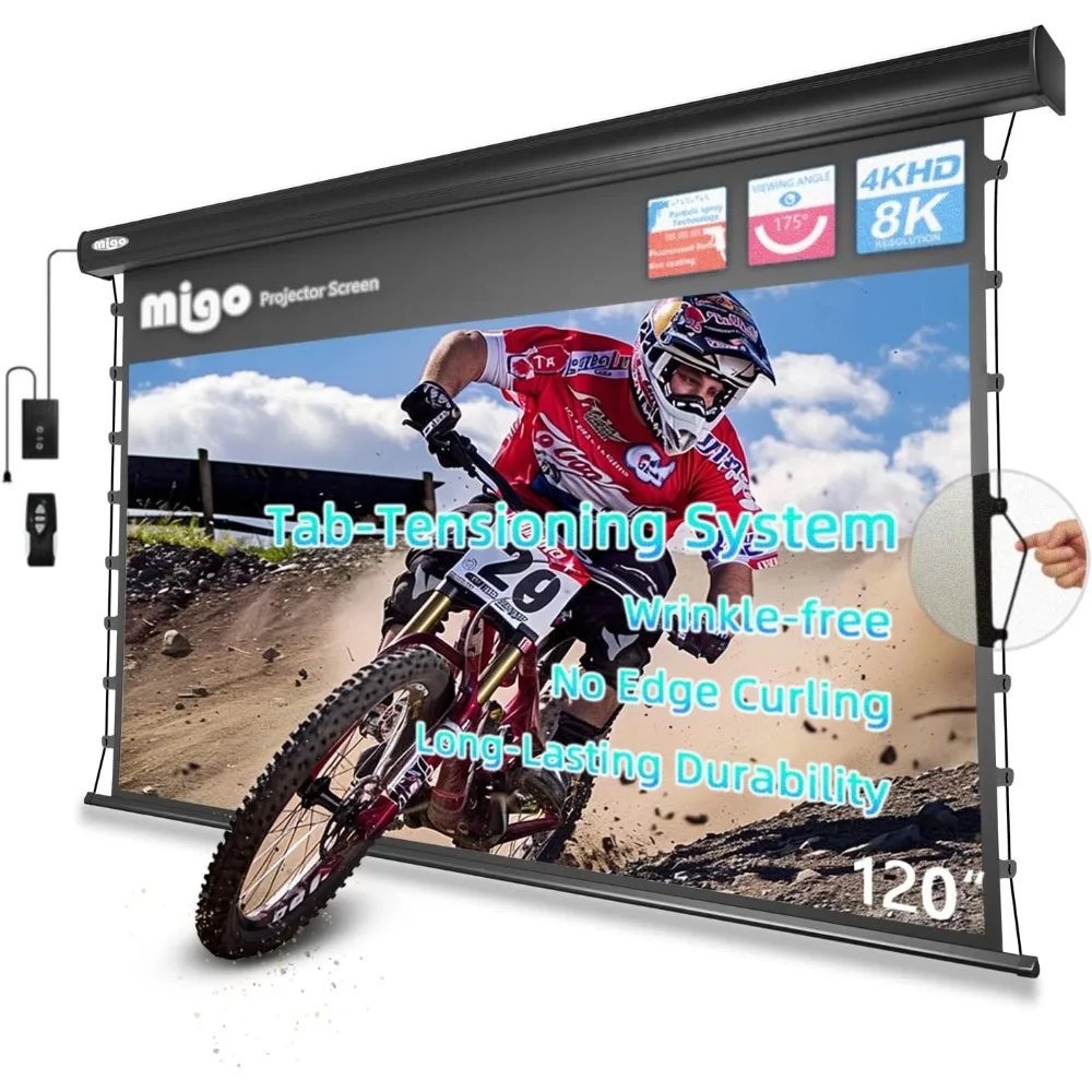 

Моторизованный экран проектора 120-дюймовый электрический выдвижной натяжитель Tab UST 4K HD 2,0 усиление окружающего света для дома