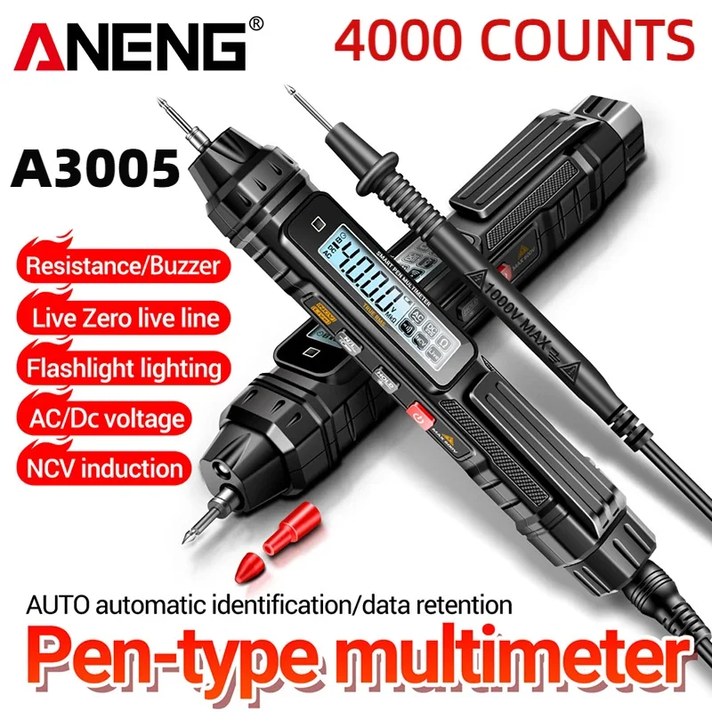 A3005 A3009 A3003 Smart Digital Multimeter Pen 4000 Counts Voltmeter Ammeter AC/DC Voltage Tester Ohm Diode Tester Meter Tools