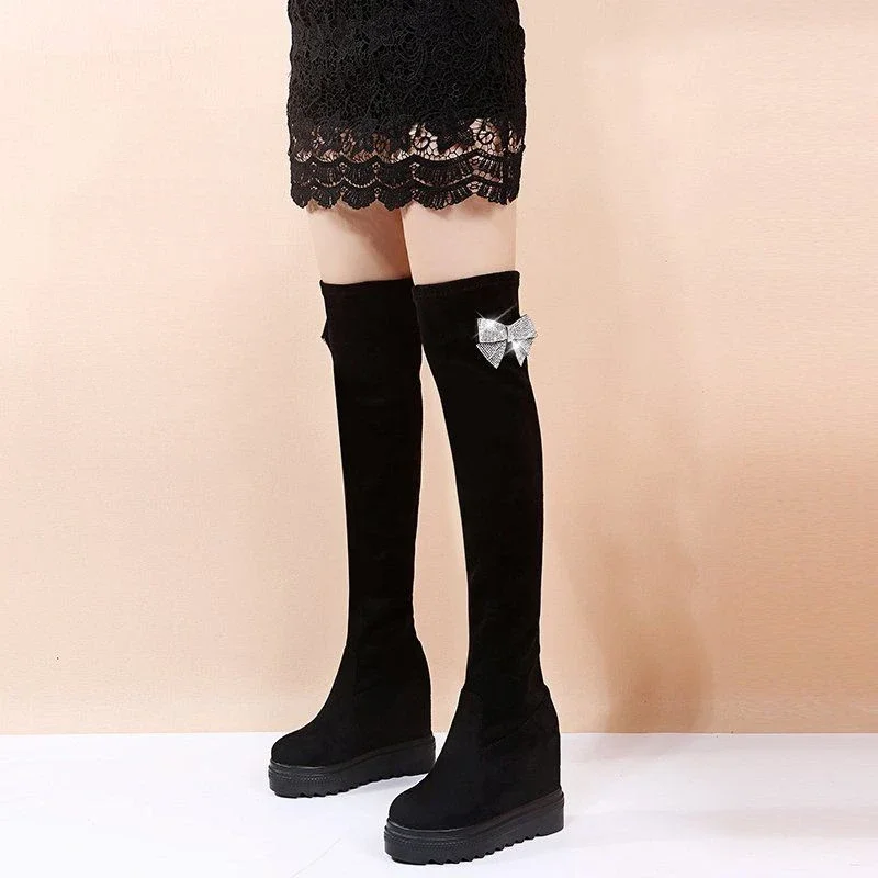 Platform Autumn Thigh High Knee Shaft Shoes Woman Above Over The Boot Waterproof Y2k Chic and Elegant Work Long Boots for Women