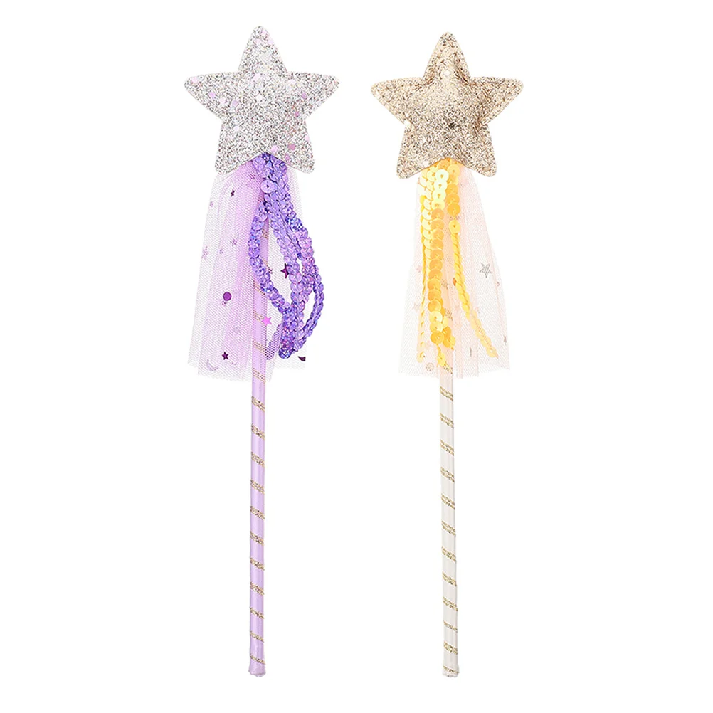 2Pcs Star Topper Fairy Wands Comfortable Lightweight Sticks Perfect for Kids Party Dress Up Cosplay Performance