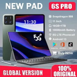 Originele Versie Pad 6S Pro Android 13.0 Tablet Pc Snapdragon 888 16Gb + 1Tb 10000Mah 5G Dual Sim Wifi Mi Tab