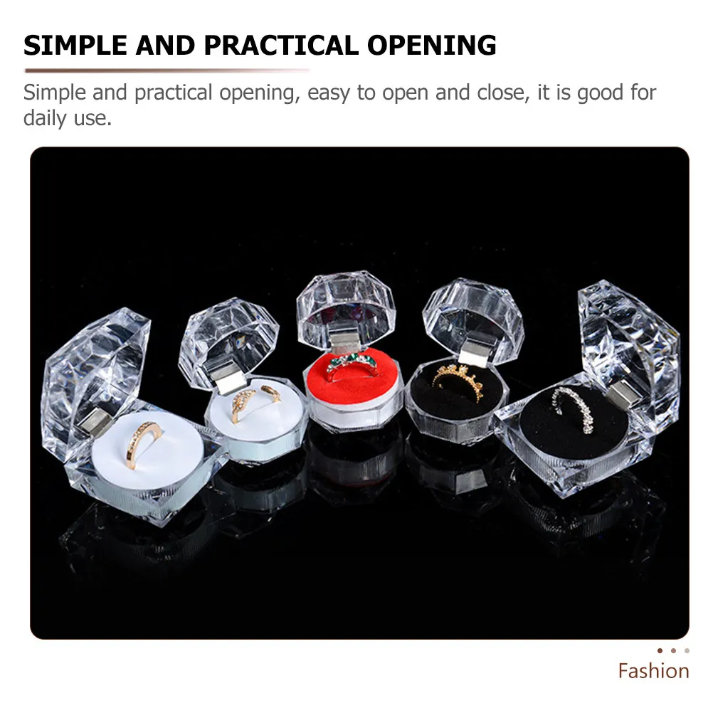 

20Pcs Plastic Ring Boxes Lightweight Portable Jewelry Storage Display Organizer Elegant Gift Packaging for Wedding Engagement