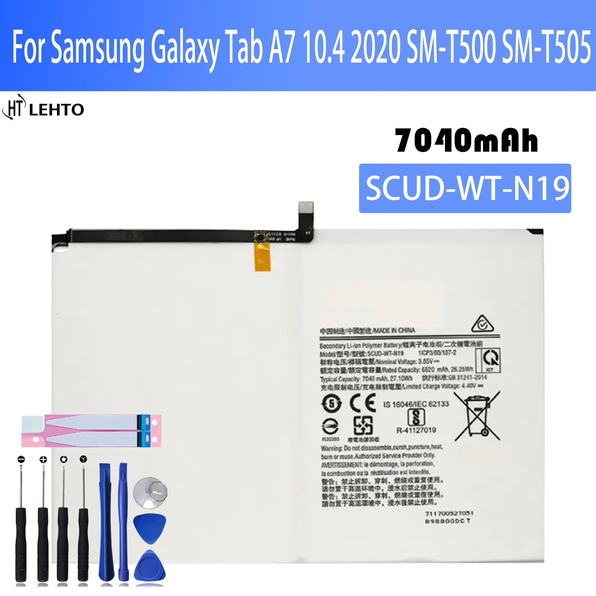 SCUD-WT-N19 Battery For Samsung Galaxy Tab A7 10.4 (2020) SM-T500 SM-T505 T505N Original Capacity Replacement Repair Part Tablet