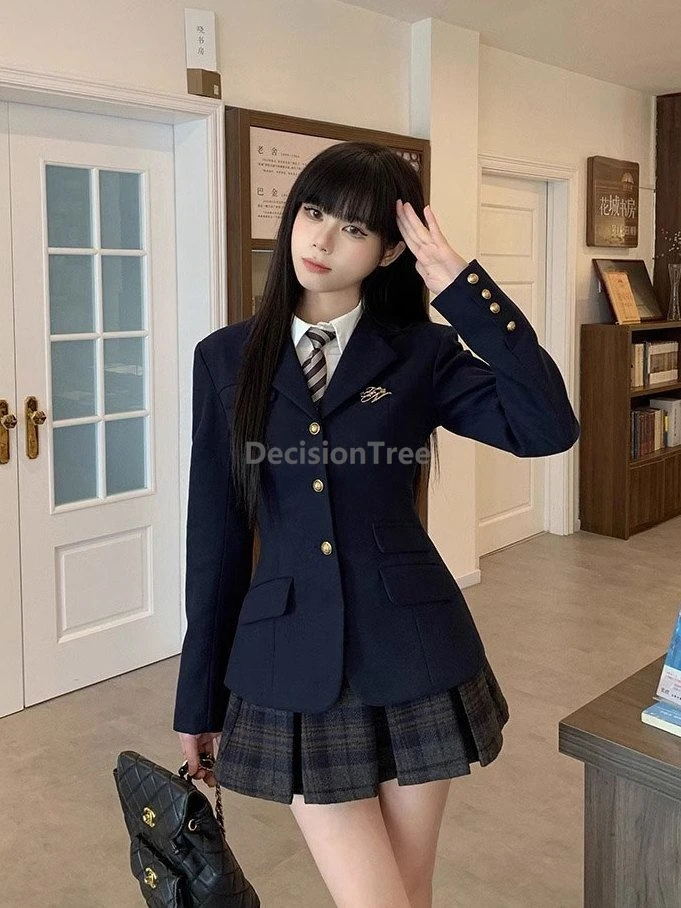 Vintage literature art style jk uniform Two-piece set fashion design sense patchwork set elegant temperament campus daily outfit