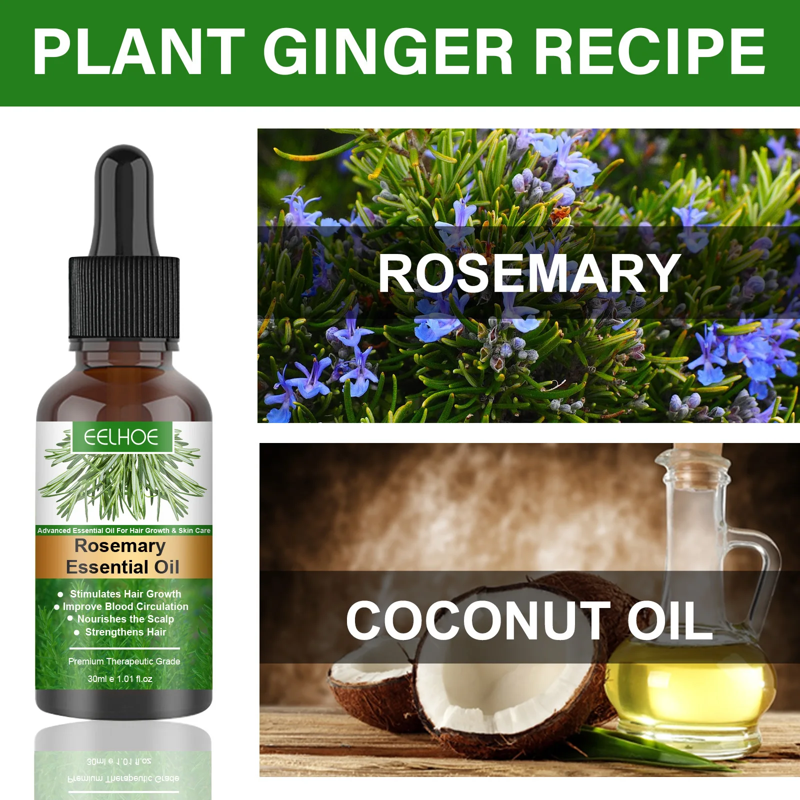 Rosemary Hair Growth Essential Oil 100% Pure Promote Hairs Growth Products Prevent Hair Loss Nourish Hair Roots