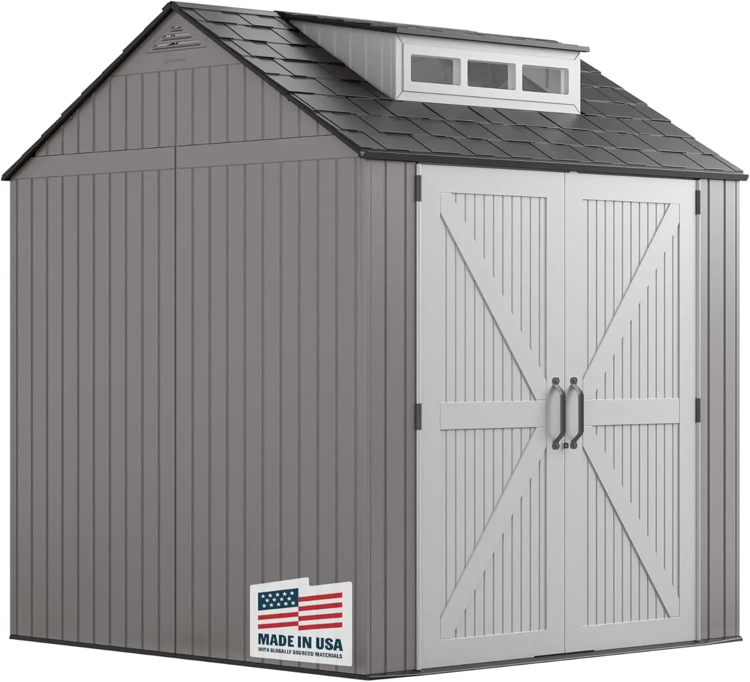 

Resin Outdoor Storage Shed With Floor (7 x 7 Ft) Weather Resistant Gray Organization for Home/Backyard/Garden Tools/Lawn