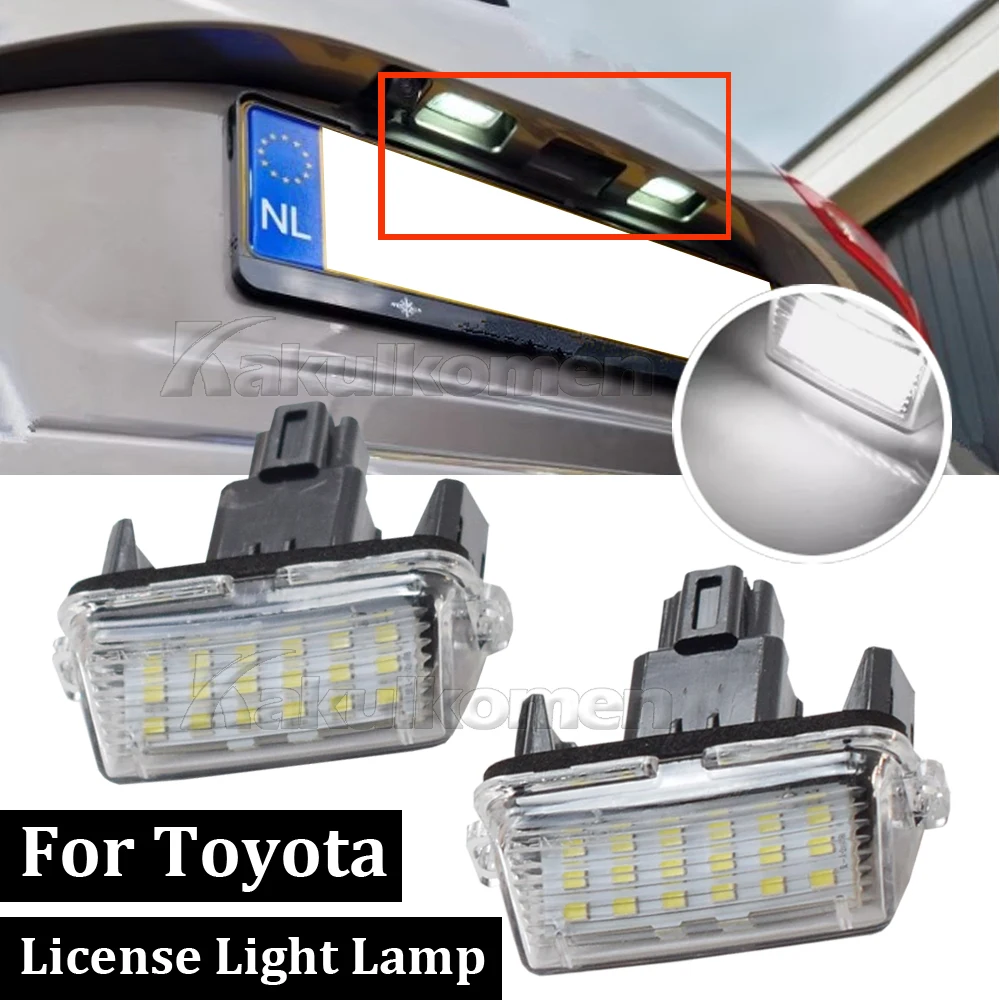 2Pcs Canbus White LED License Number Plate Light For Toyota Camry Avalon Highlander Yaris Prius Car Rear Tag Lamp 12V Error Free