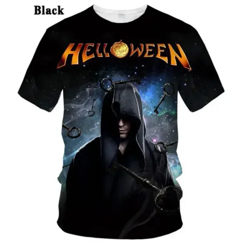 Rock Band Helloween 3D Print T Shirt Women Men Summer O-neck Short Sleeve Fashion Tshirt Graphic Tees Cosplay Costume Tees