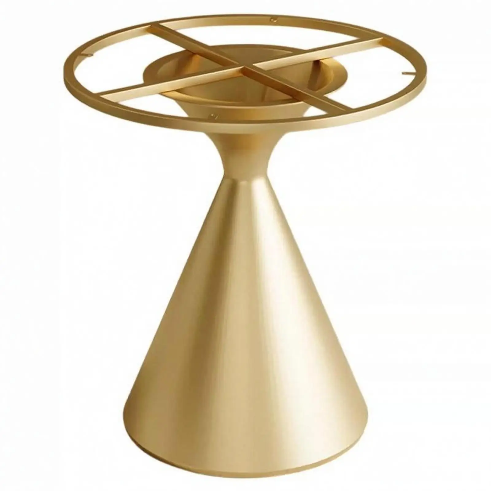 Conical Table Base Metallic-Look Finish Cross Braced Base Support Metal Table Pedestal Reinforced Furniture Part No Assembly