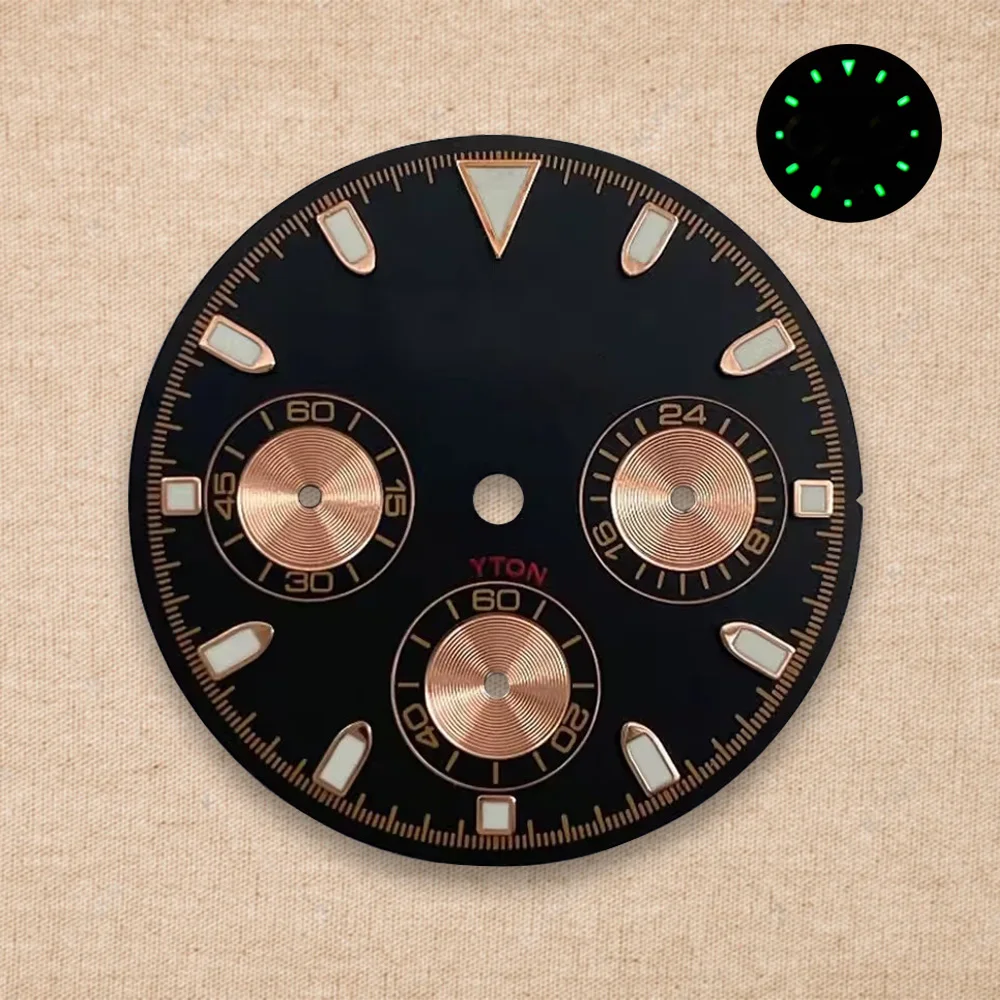 New 29.5mm S Logo DTN Panda Dial Fit VK63 Movement Green Luminous High-Quality Dial Watch Modification Accessories