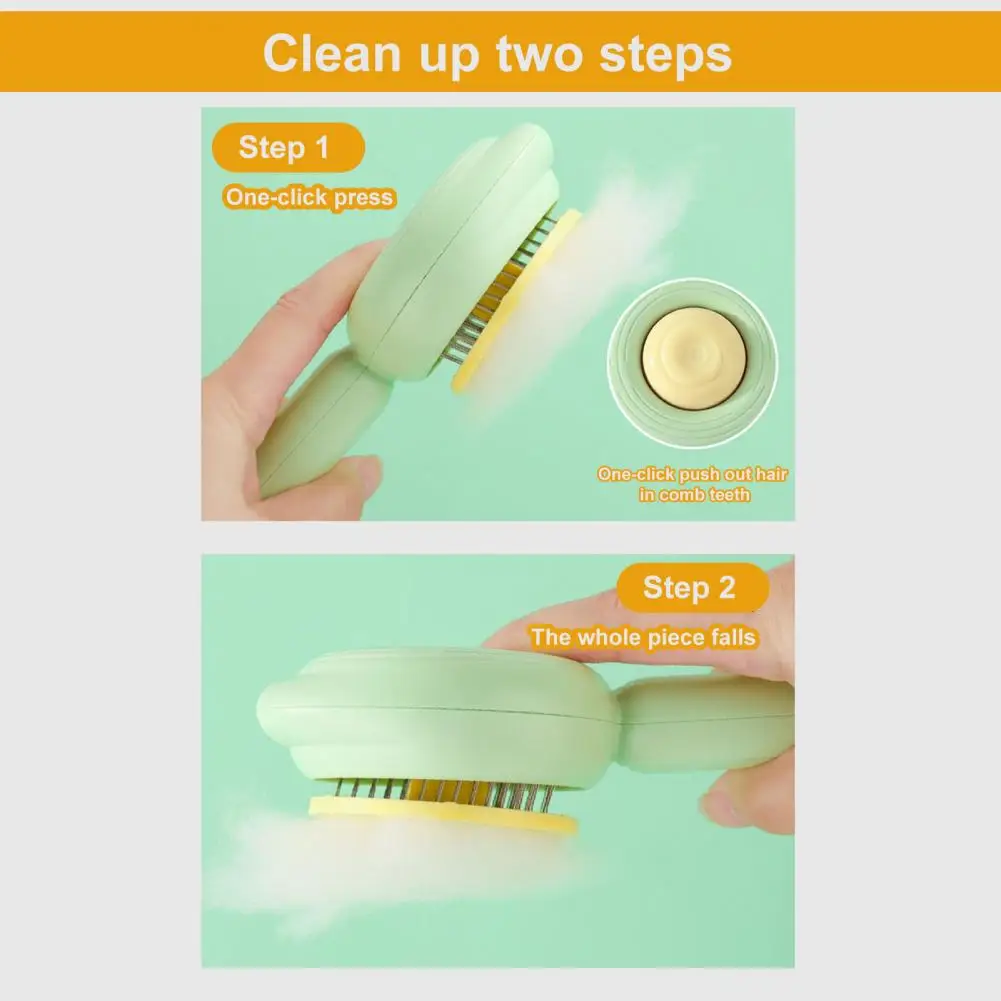 Gentle Pet Brush Efficient Pet Grooming Brushes with Release Button for Shedding Hair Massage for Cats Dogs Pet Grooming Comb