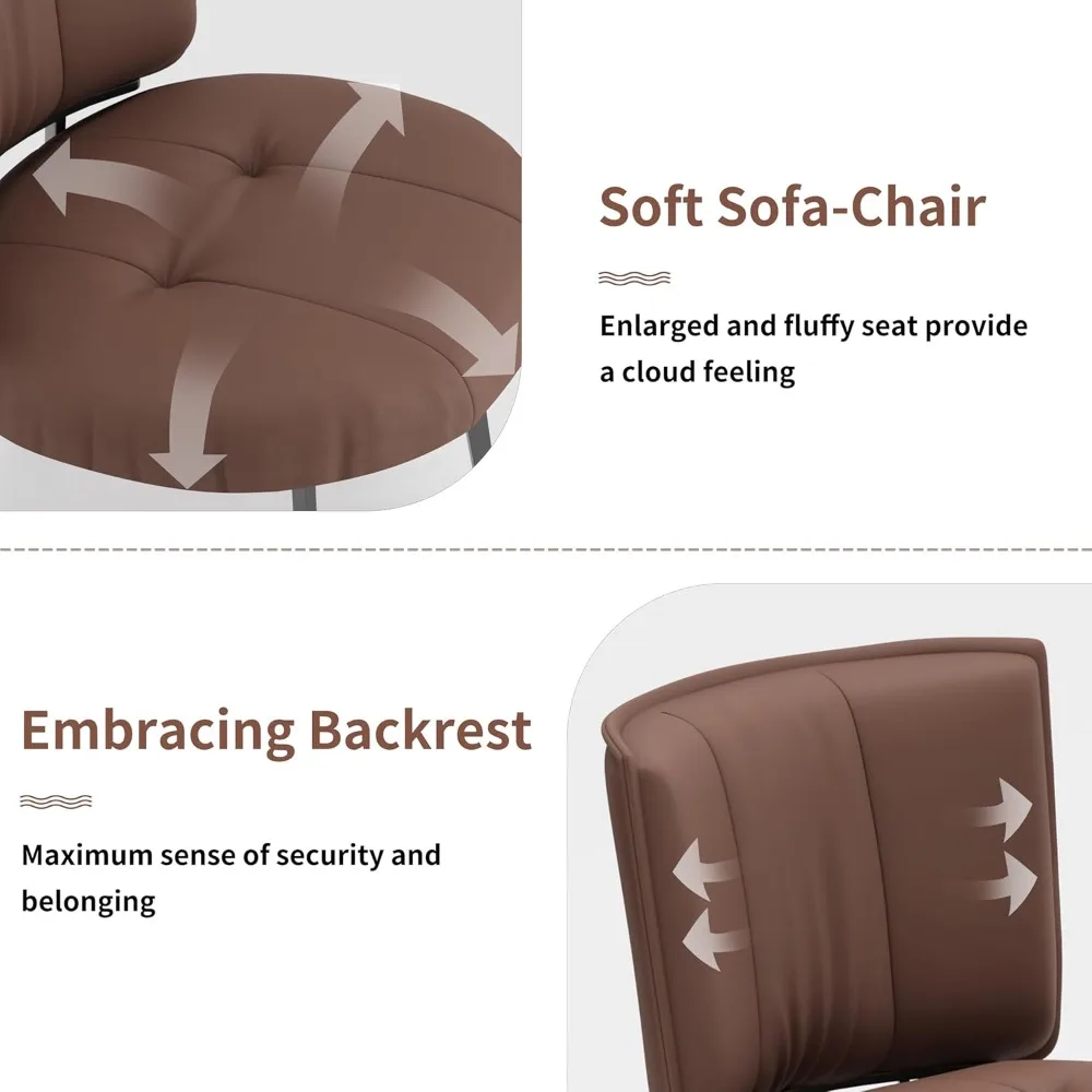 ترقية مجموعة كراسي تناول الطعام مكونة من 4 قطع، كرسي مطبخ حديث من جلد الليتشي، مقعد دائري مريح، مسند ظهر مرتفع منجد #6