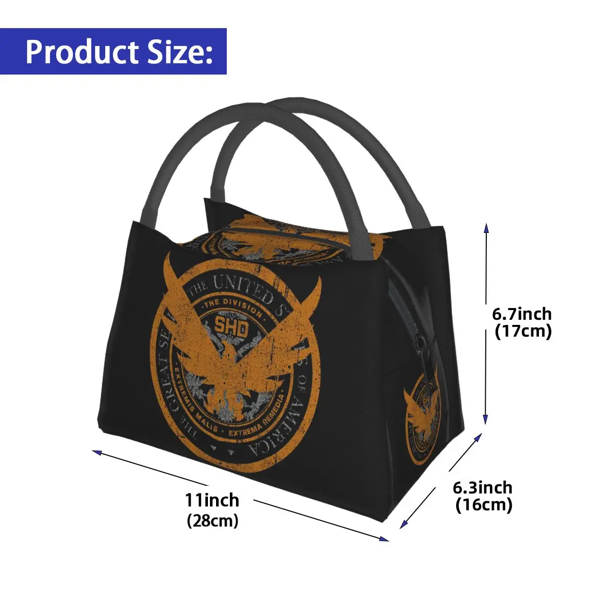 Game Tom Clancys The Division SHD Seal Lunch Bag for Women Bento Storage Food Boxes Container Cooler Thermal Lunch Box Tote