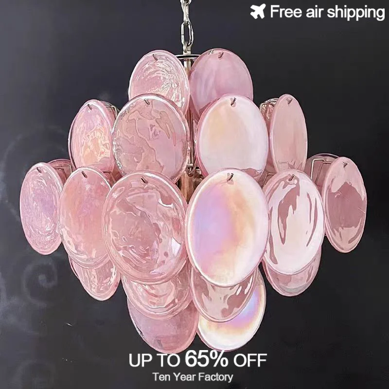 

Italian Style Pink Glass Ceiling Chandelier Light for Living Room Dining Room and Girls Room Decoration and Home Design 2025