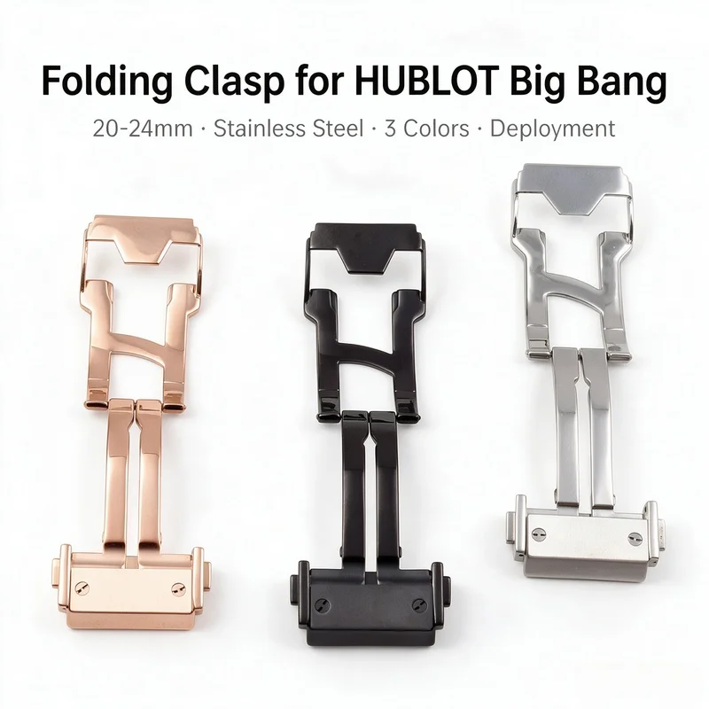Stainless Steel Deployment Folding Clasp 20-24mm for HUBLOT Big Bang Classic Fusion King Power Rose Gold Black Silver Watch Band