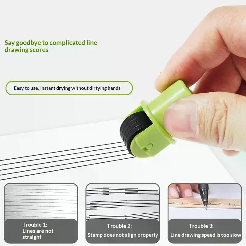 Music Staff Stamp: 5 Line Rolling Ink Pattern Teaching Learning Classroom Home Handwriting