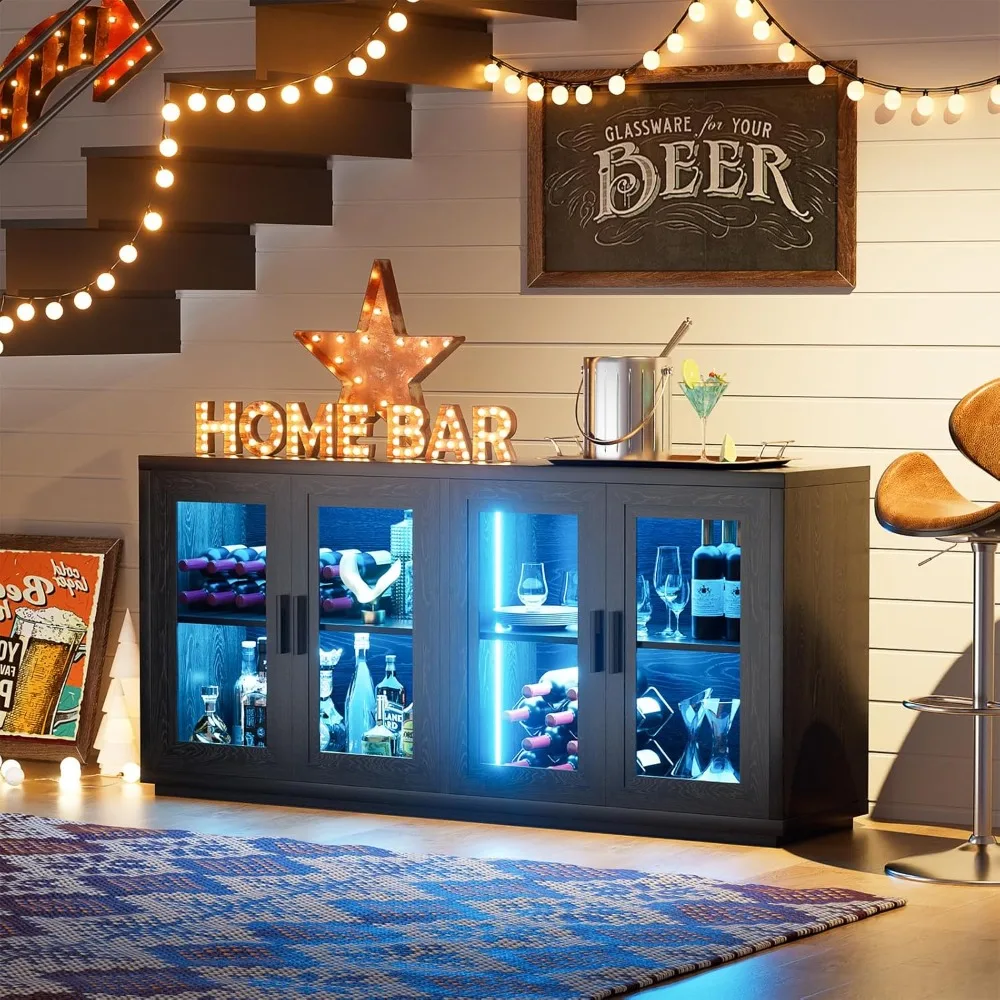 

Bar cabinet, 65 "sideboard buffet cabinet with storage, modern home coffee bar cabinet with smart body sensor
