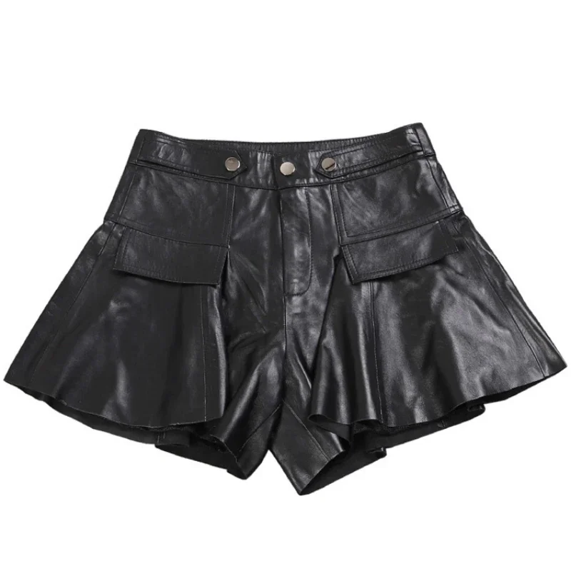 Tajiyane Genuine Leather Shorts Skirt Women's Autumn New Sheepskin A-line Wide-leg Pants Fashion Pure Leather Skirt Pants FCY150