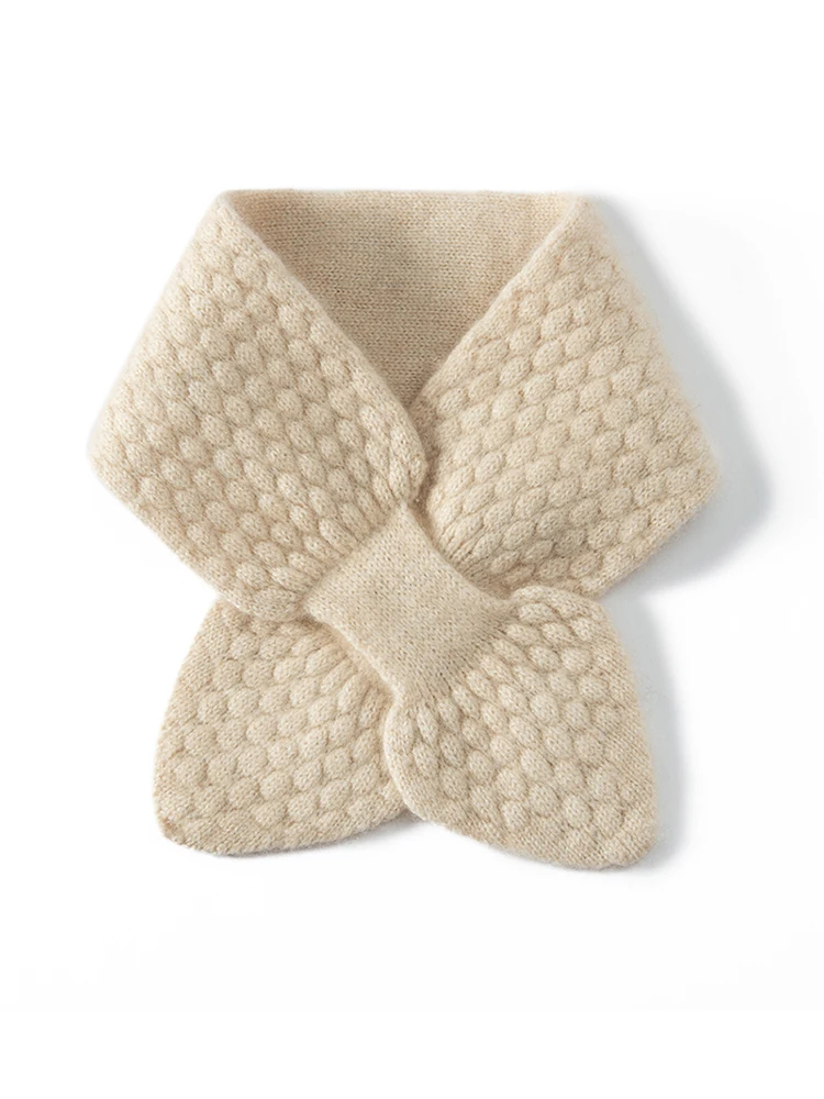 

Pure Camere Scarf Women's ort Knitted Warm Korean Sle Winter Ne Warmer Small Ne Warmer Hole Pattern Thiened