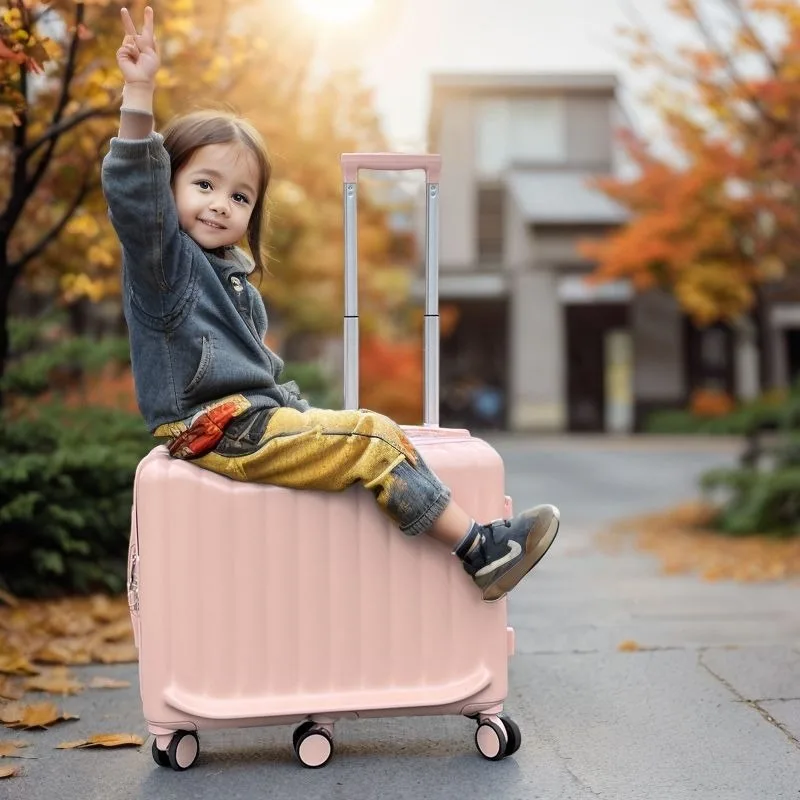 Trolley Box Travel Wheel Rolling Suitcase Fashion Children's Travel Suitcase Kid's Luggage Sat and Ridden Luggage Storage