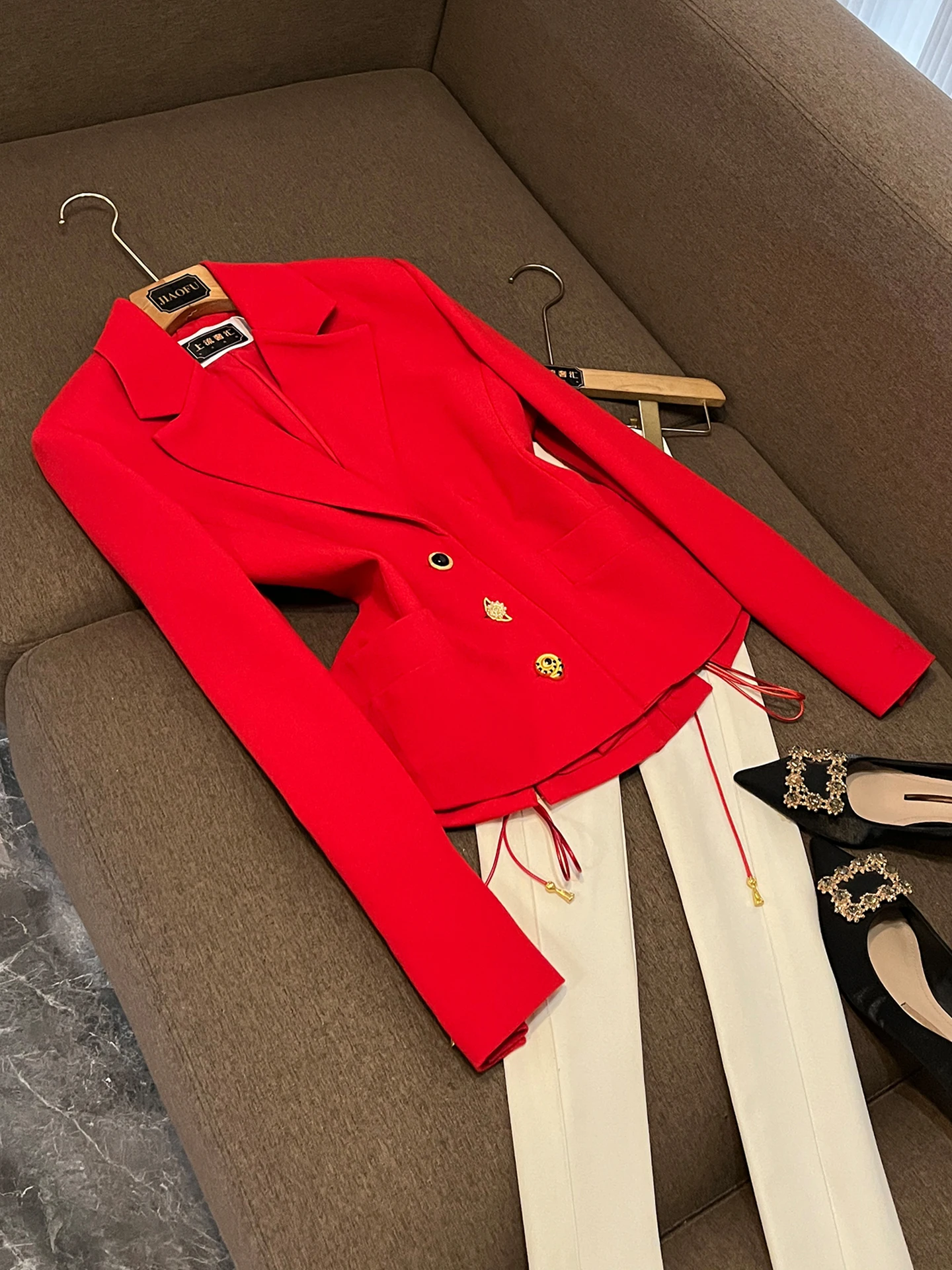 

Женский приталенный костюм ort Sve Long Suit Jaet, осень-зима, Новое поступление, однотонный, высококачественный, OK22