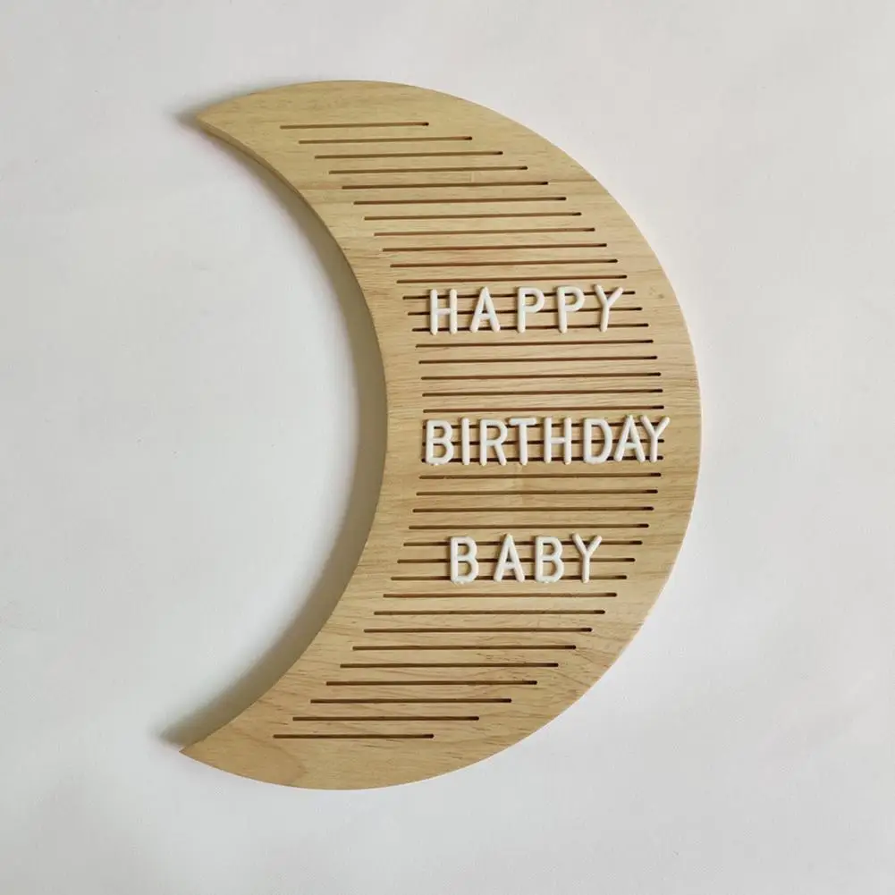 DIY Crafts Burr-free Newborn Moon Shape Letter Board Ornament for Children Room