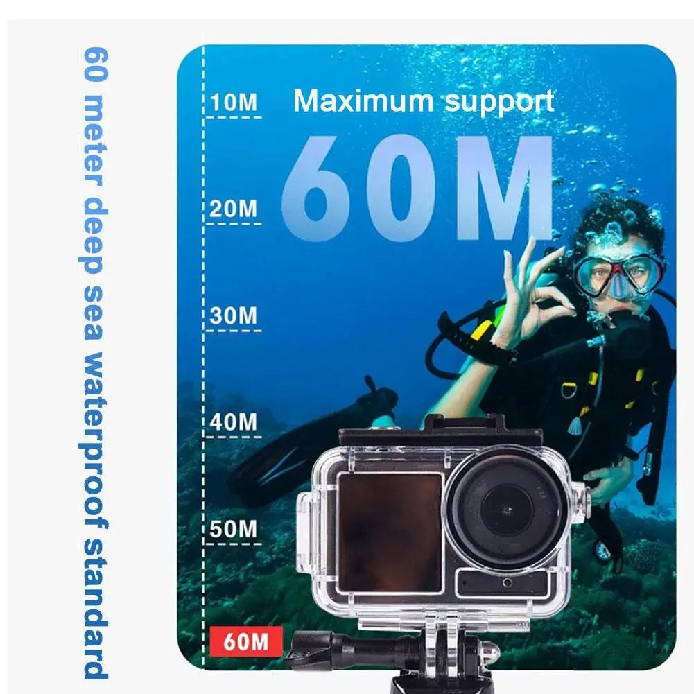 60M Waterproof Case For DJI OSMO action5pro Diving Housing Protective Cover For Underwater Filming Shoots Camera Accessories ﻿