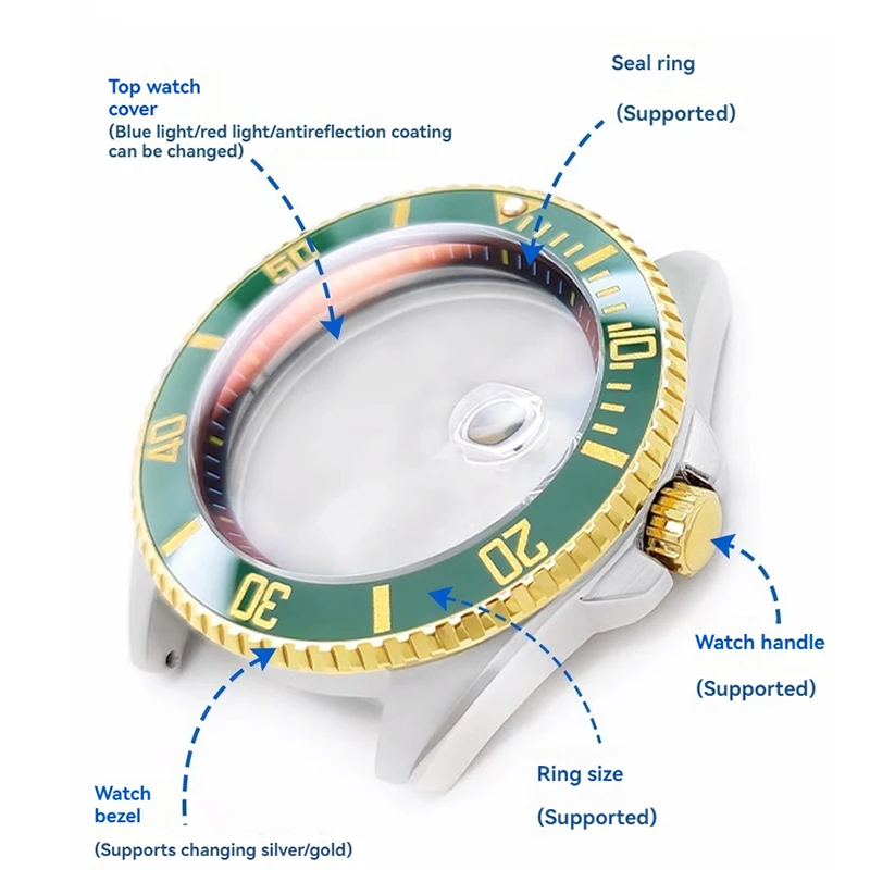 MDV-106 Watch Case For Casio MDV106 Swordfish Series Stainless Steel Bezel Set with 3-point Handle Sapphire Glass Watch Parts