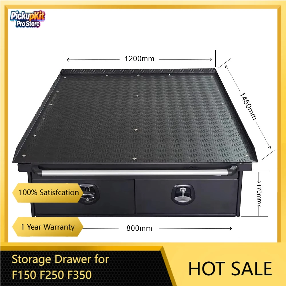 

Pickup Truck Bed Storage Drawer System with Cargo Slider for F150 F250 F350
