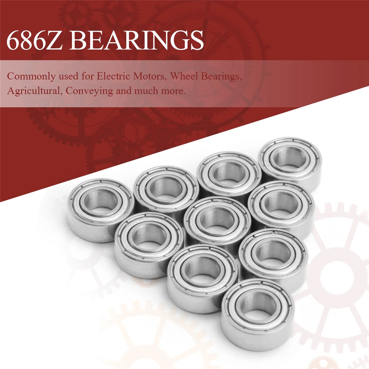 6mm x 13mm x 5mm Miniature Deep Groove Radial Ball Bearings 686Z 10Pcs