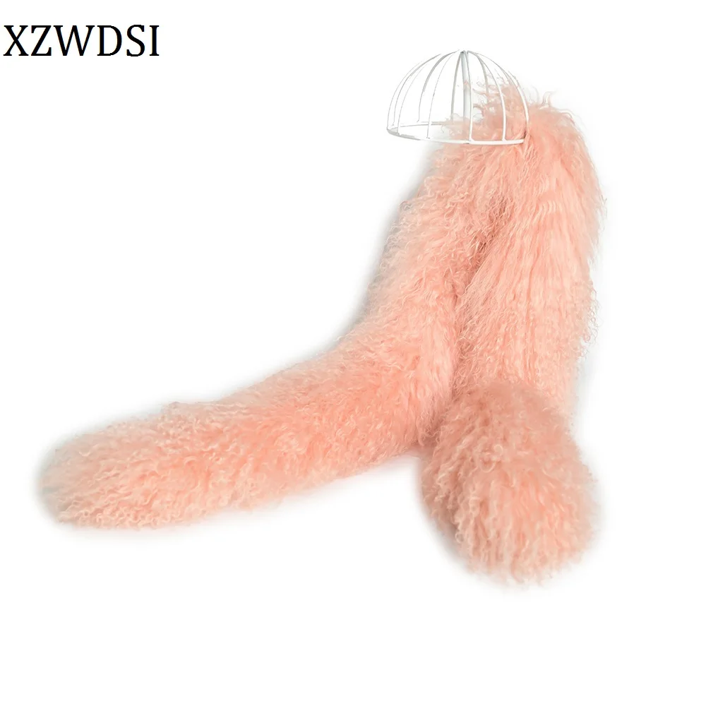 Winter Fashion Genuine Mongolian Lamb Fur Scarf Wrap Cozy Outfit for Women
