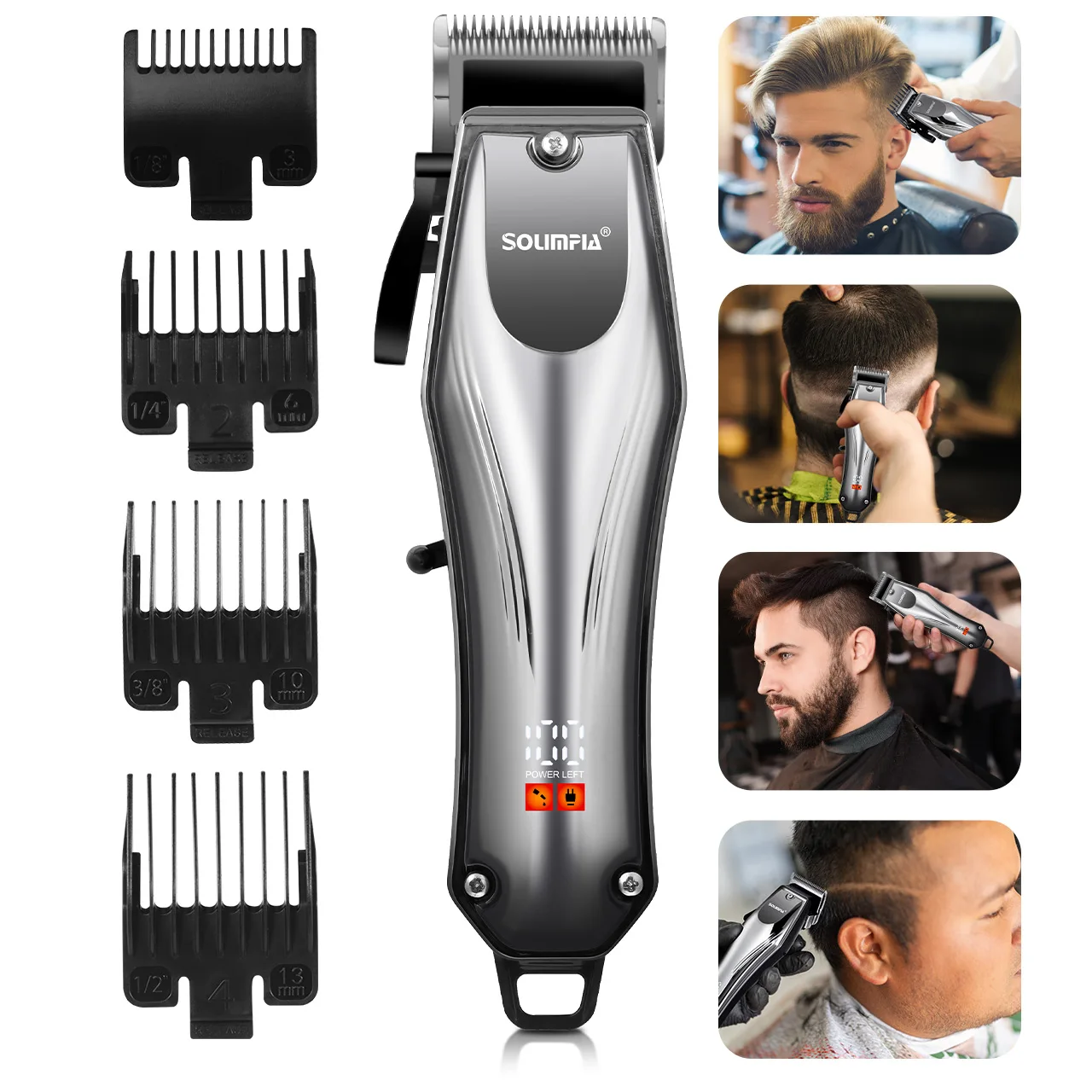 

Solimpia Electric Hair Clipper Cutting Machine Cordless Trimmer for Men Professional Grooming Kit Rechargeable Hair Cut Barber