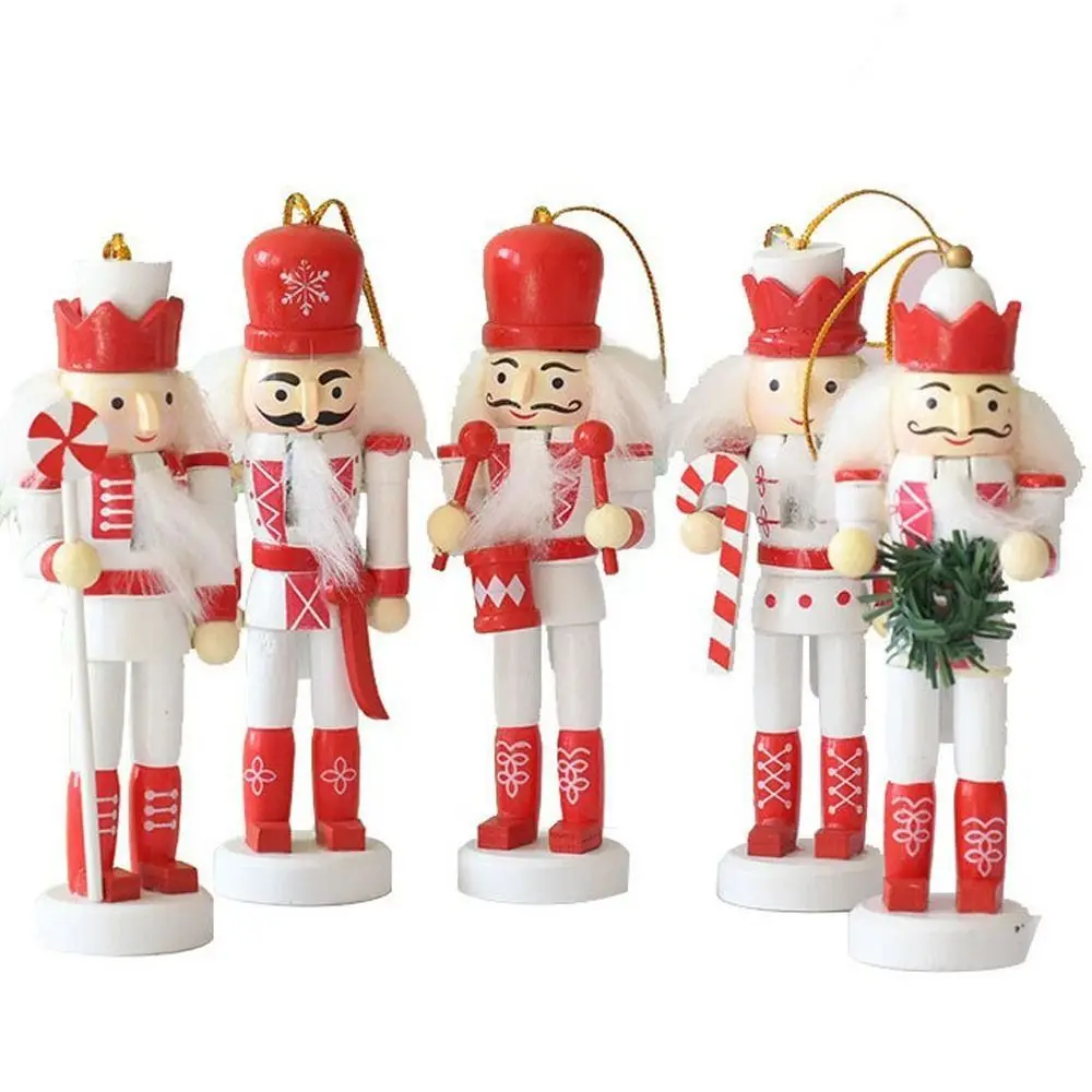 5PCS Festival Gift Handicraft Christmas Nutcracker Painted Vintage Soldier Doll Soldiers Winter Handcraft Figurine Ornament Home