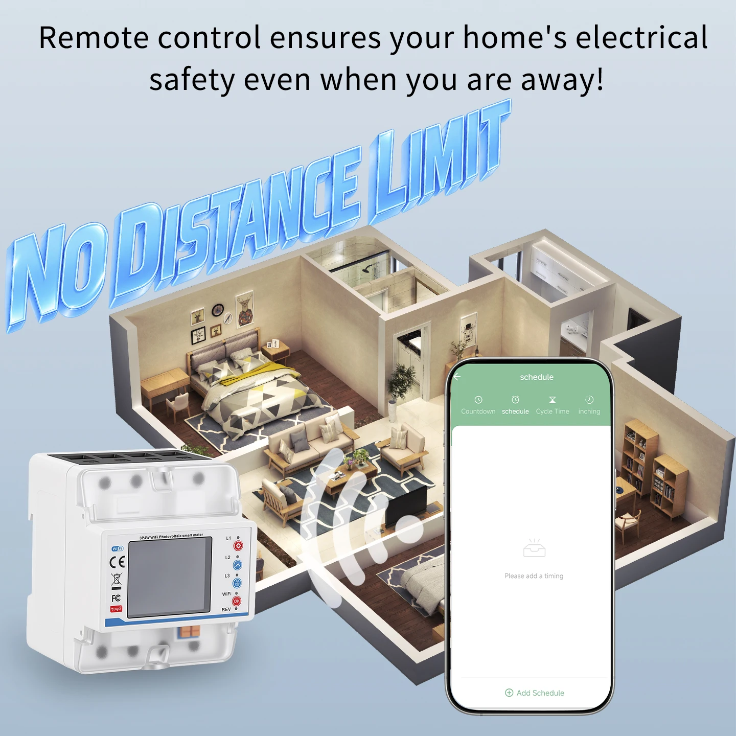 DIN Rail Bidirectional Energy kWh Meter 100A Tuya WiFi Smart Life Single Three Phase Over Under Voltage Current Protector Relay