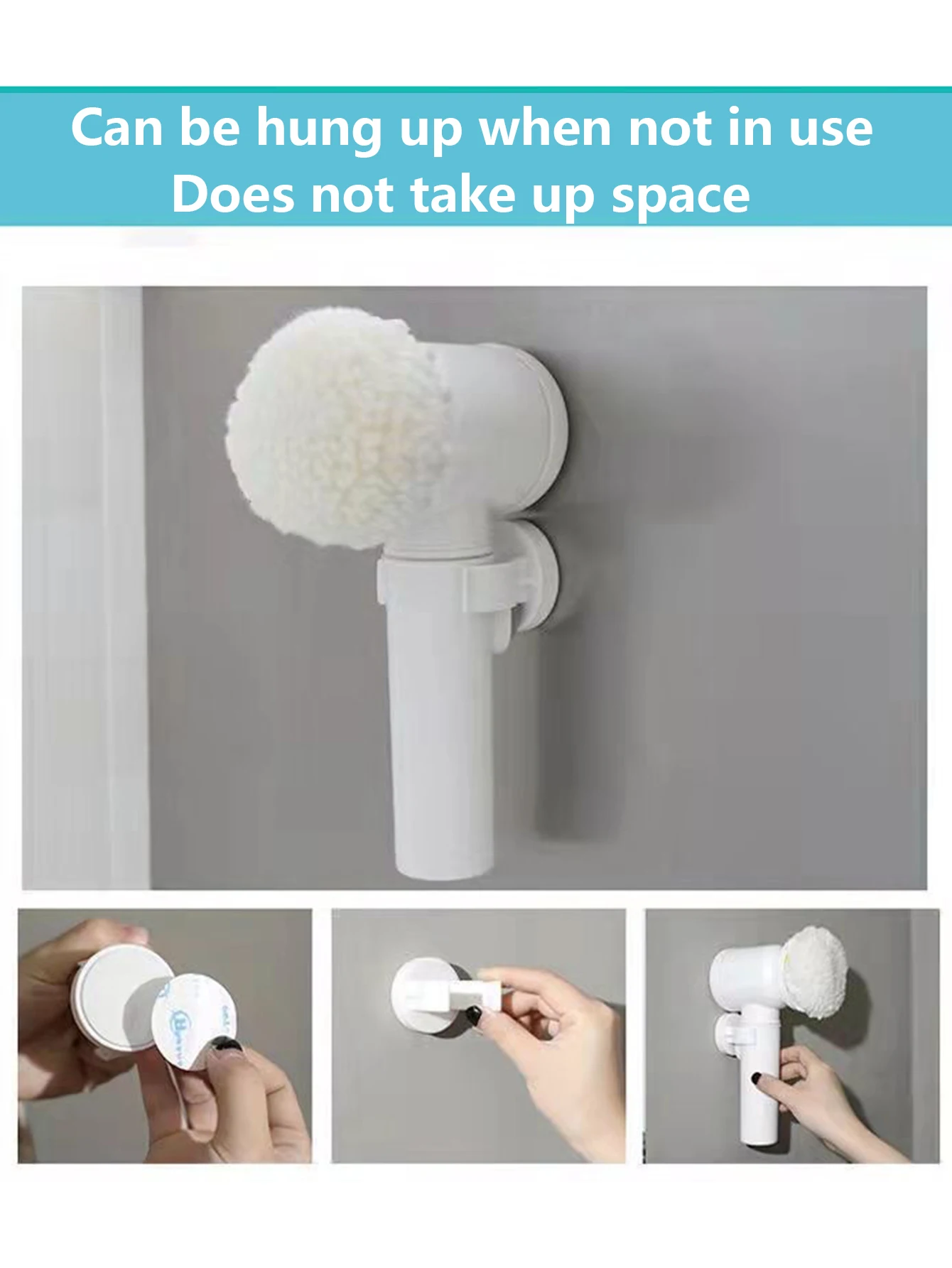 Electric Spin Scrubber com 3 substituição Brush Heads, Poder Cordless Cozinha Scrubber, Banheiro e Material Escolar