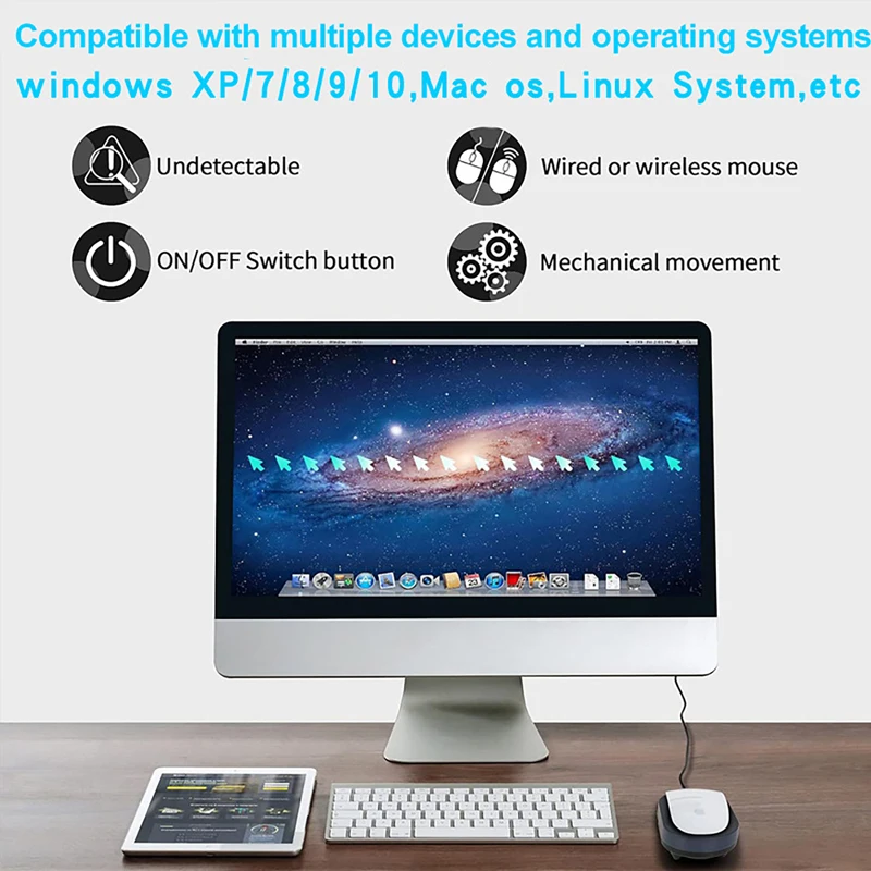 Virtual Mouse Jiggler with Switch Rotary Mice Mover Automatic Mouse Movement Simulator for Computer Awakening Keeps PC Active