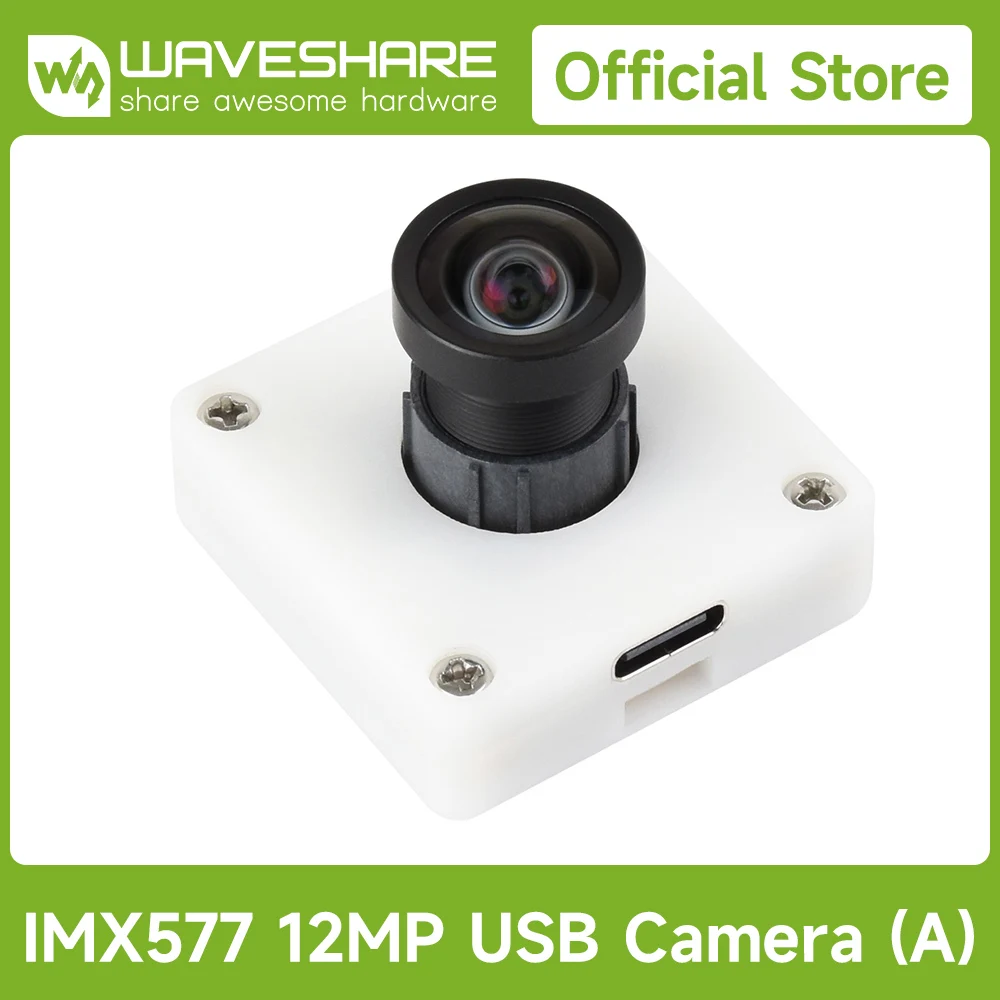Waveshare IMX577 12MP USB Camera (A), 3840 × 3024 Resolution, 113° FOV, Distortion-Free, Plug and Play