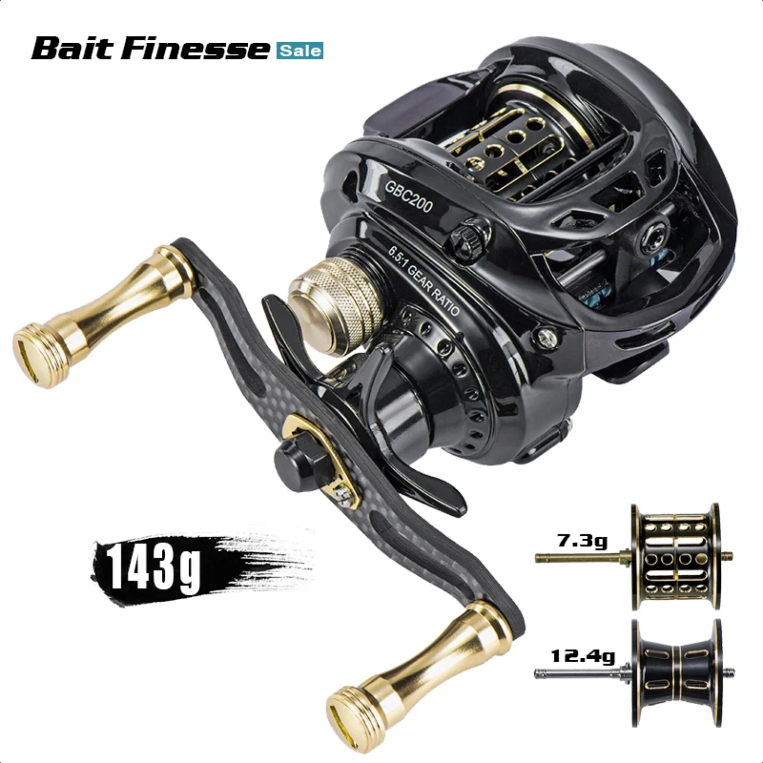 GBC200 142g Ultralight Carbon Fiber BFS Baitcasting Fishing Reel  Double Spool Fishing Bait Smooth Casting Reel UL Fishing Reel