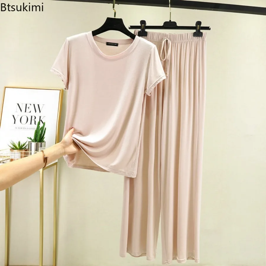 2026 صيف جديد مشروط القطن بيجامة مجموعات النساء صالة ملابس خاصة قصيرة الأكمام ملابس نوم غير رسمية الإناث البيجامات حجم كبير M-XXL #2