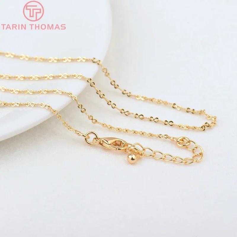 

(3813) 2PCS Length 45CM 24K Gold Color Brass Finished Necklace Chain High Quality DIY Jewelry Making Findings Accessories