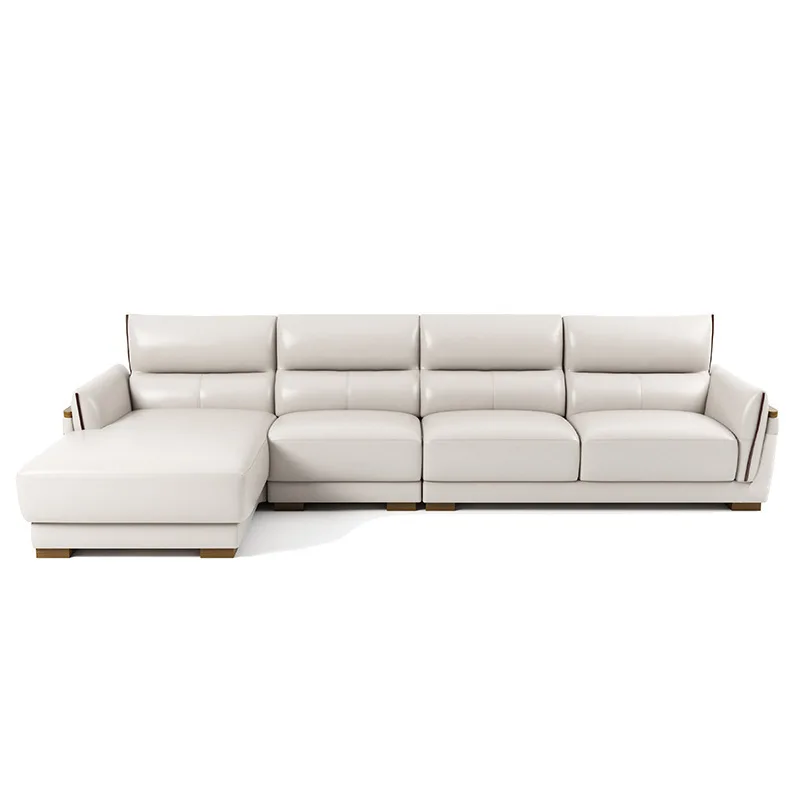 

Italian minimalist leather sofa light luxury size apartment combination first layer cowhide