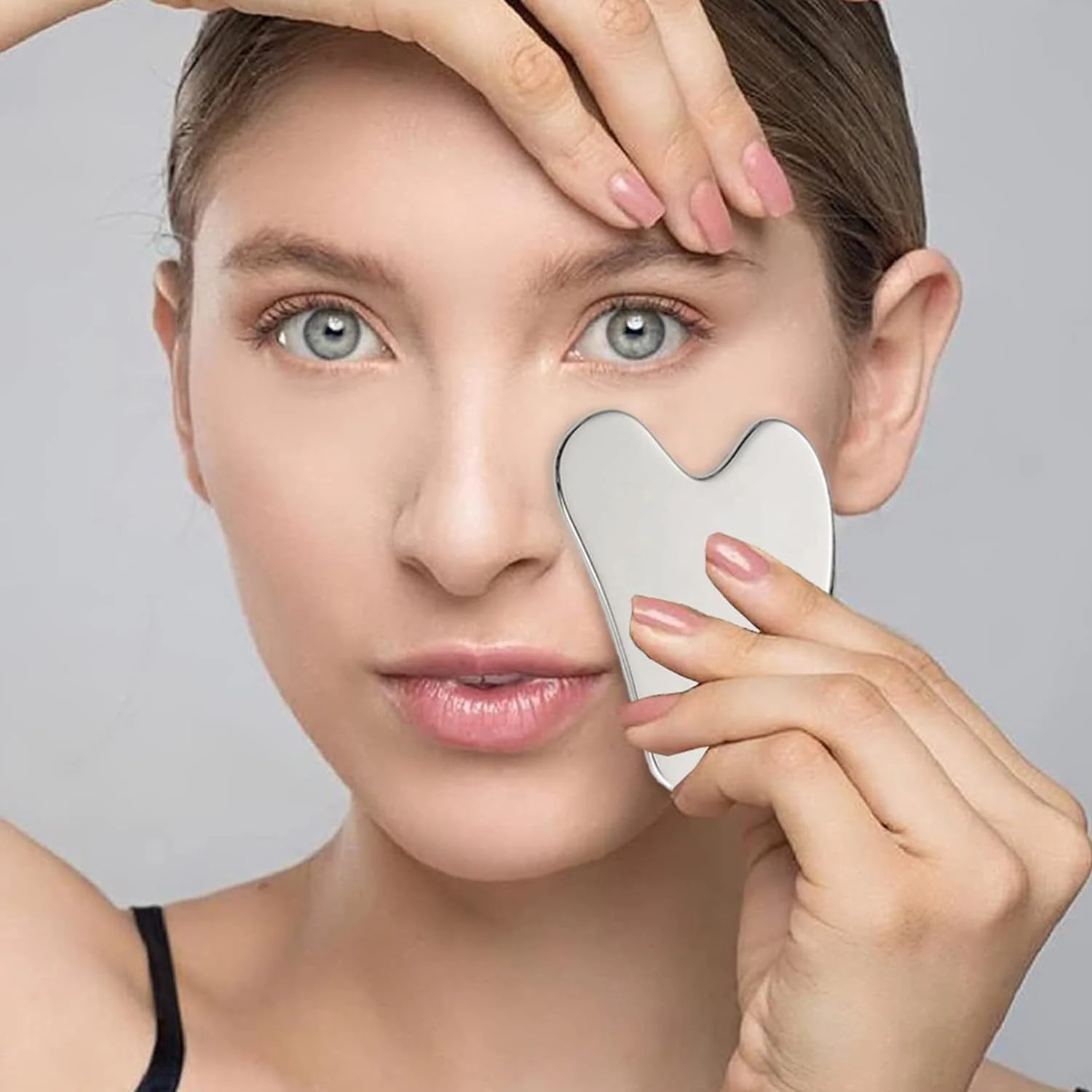 2 stks/set 304 roestvrij staal gezichtsschoonheid massage roller en Gua Sha tool - dubbele kop oogroller voor huidverzorging - gezicht, ogen en