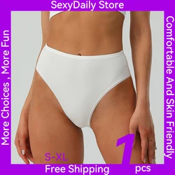 2 Pcs/Set SexyDaily Store Every Day Women Cotton Briefs High Waist Bikini Style Panties Solid Color 8117