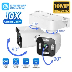 AIOOK-cámara de seguridad impermeable para exteriores, intercomunicador bidireccional PTZ con visión remota, lente Dual HD, 8MP, 4K, Zoom 10X, WiFi, CCTV