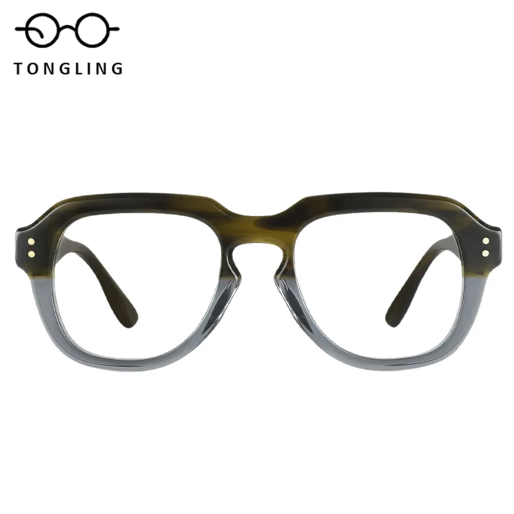 Graduated Color Top-Notch Fashion Men Handmade Highquality Acetate Eyeglass Frame Retro Women Elegant Oval Business Wear Glasses