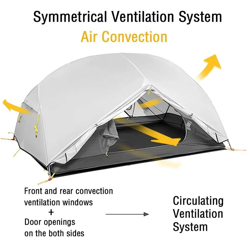 خيمة المشي لمسافات طويلة خفيفة الوزن لشخصين و3 مواسم مقاومة للماء مع إعداد سهل للمغامرات الخارجية